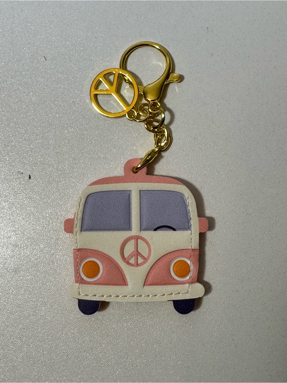 Pink Peace Van Air Tag Keychain Accessory